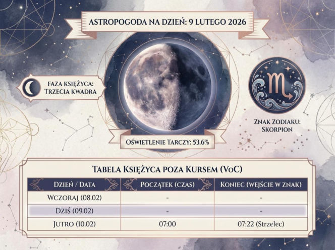Astropogoda, infografika na dziś - 09-02-2026