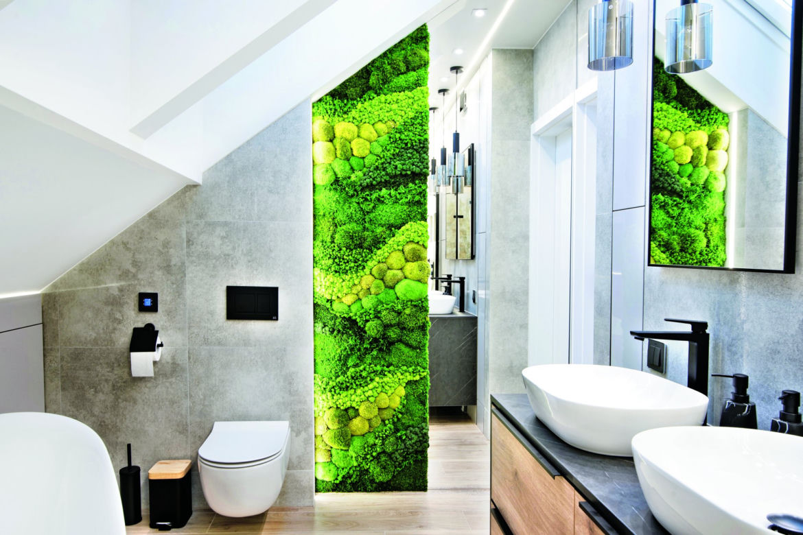 Wnętrza w stylu biophilic – zielona ściana