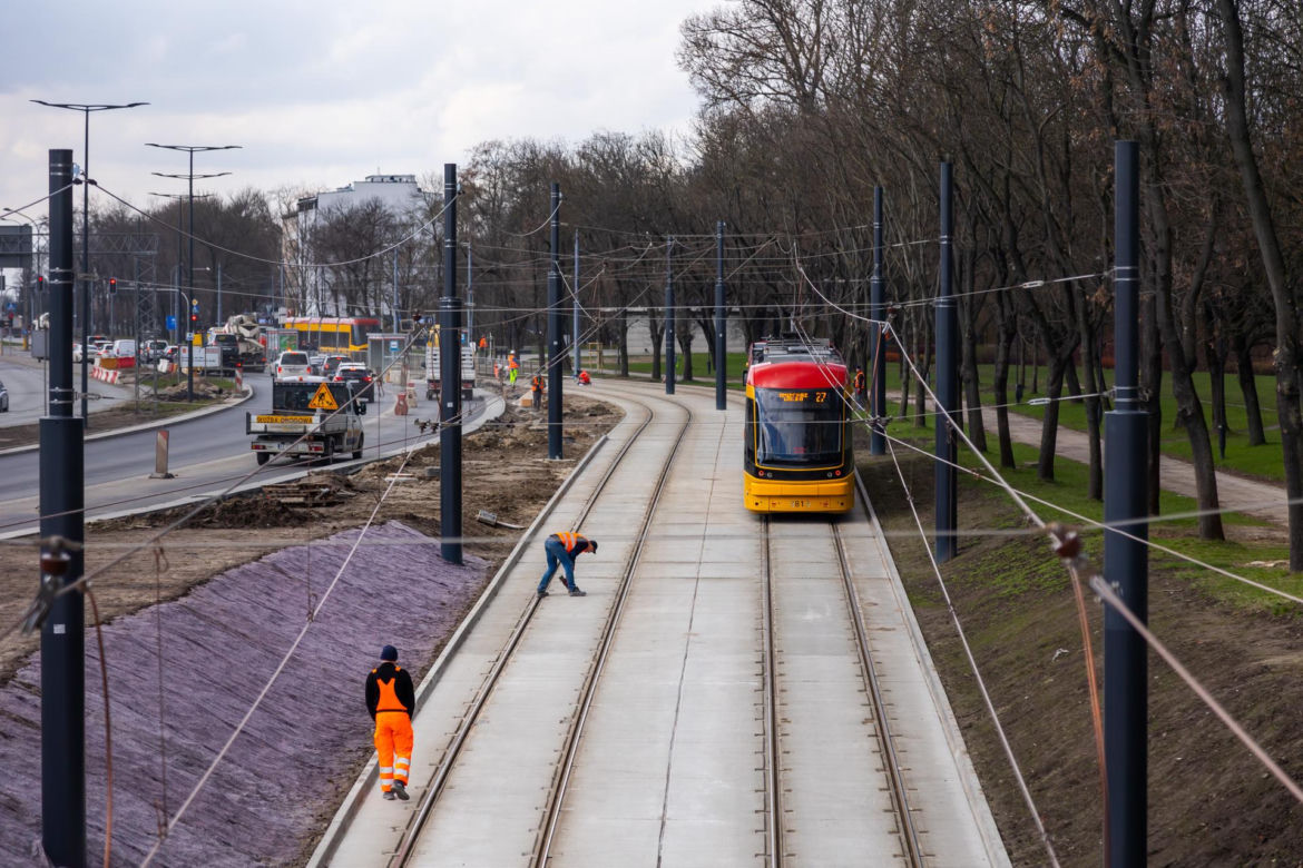 Tramwaj na Kasprzaka i Wolskiej w Warszawie