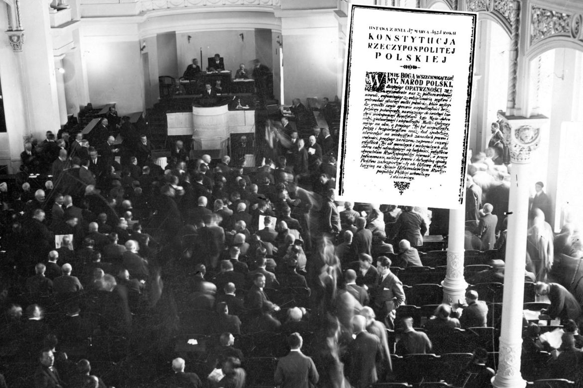 Krzyk narodzin II RP. Sejm II RP 17 marca 1921 roku uchwalił pierwszą, nowoczesną konstytucję