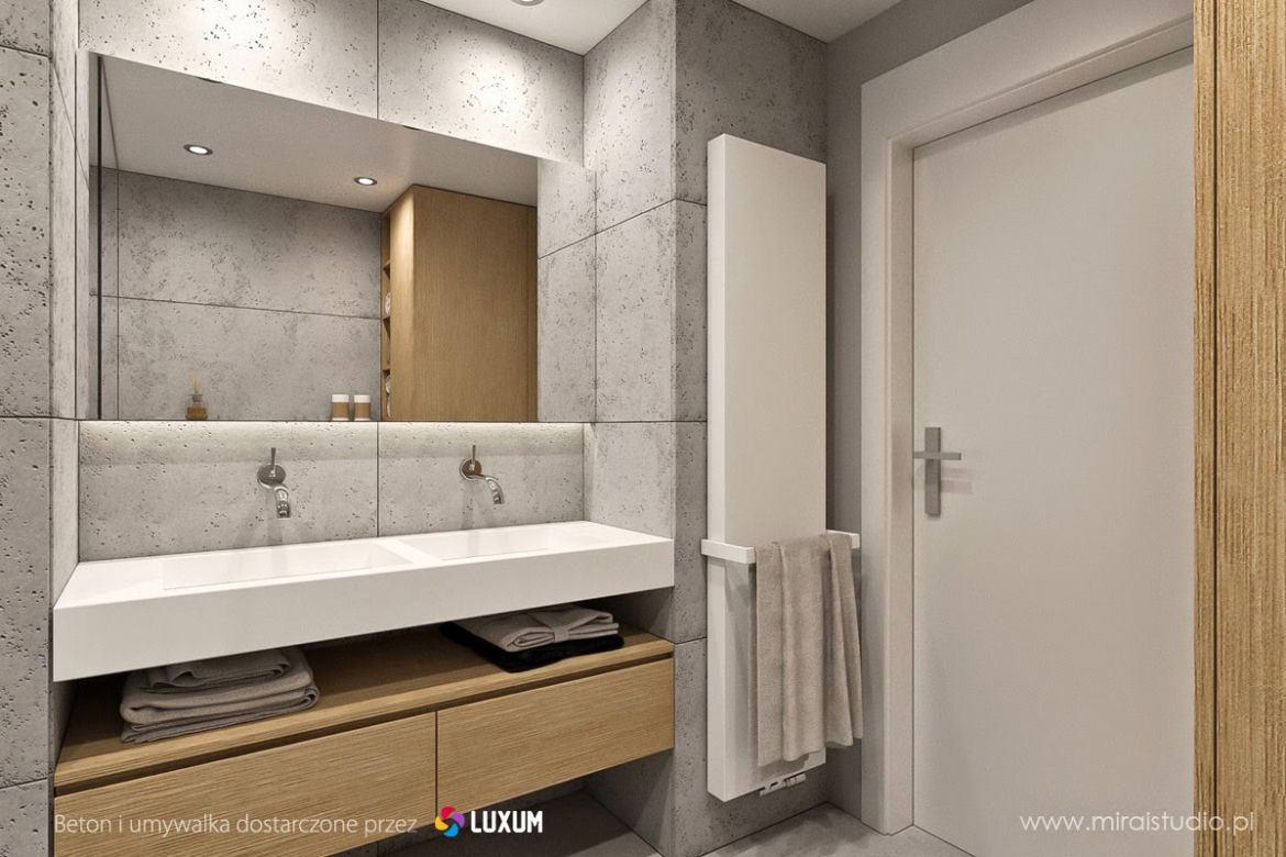 Beton architektoniczny - płyty betonowe na ścianie LUXUM