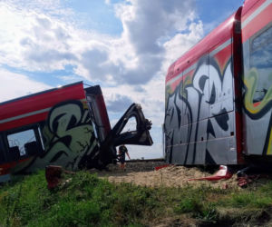 Wrak niemieckiego pociągu pod Kołbaskowem