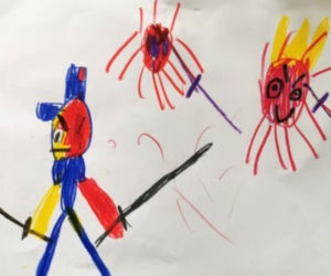 Praca 6-letniego Michała Policja walczy z pandemią
