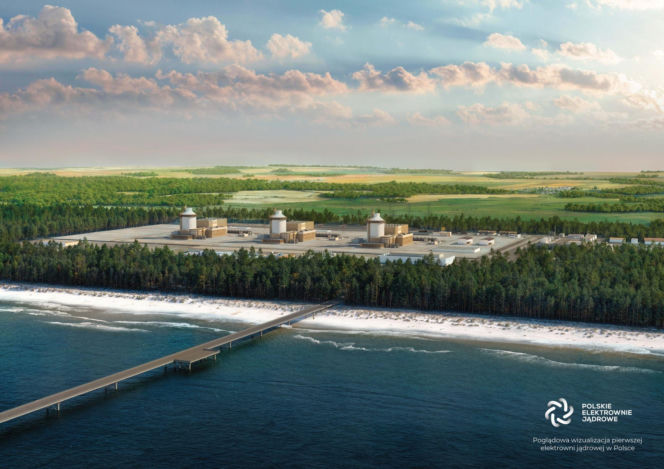 Poglądowa wizualizacji elektrowni jądrowej na Pomorzu
