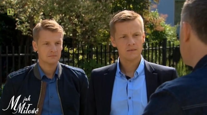 M jak miłość odc. 1089. Piotrek (Marcin Mroczek), Paweł (Rafał Mroczek), Artur (Robert Moskwa)