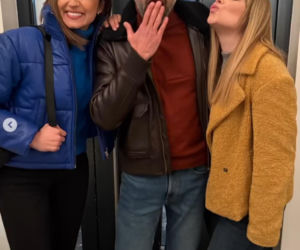 Na sygnale na planie. Sonia (Natalia Rewińska), Benio (Hubert Jarczak), Basia (Anna Wysocka-Jaworska)