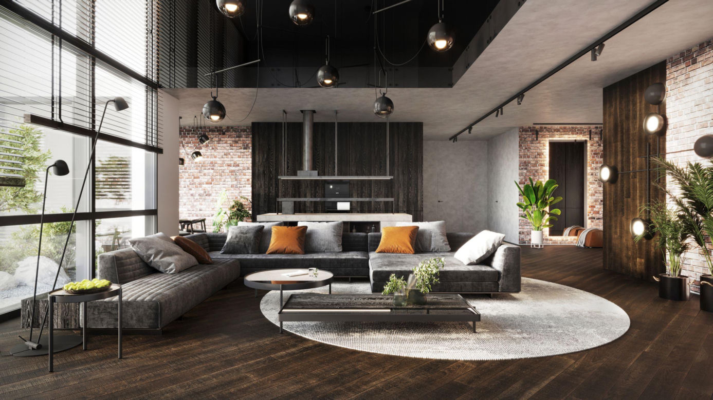 Oświetlenie w salonie w stylu industrialnym