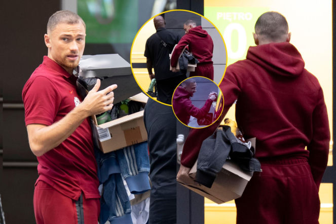 Matty Cash z pokaźnym kartonem pod hotelem, a obok tajemniczy pomocnik. Paparazzi uchwycili dziwne sceny 
