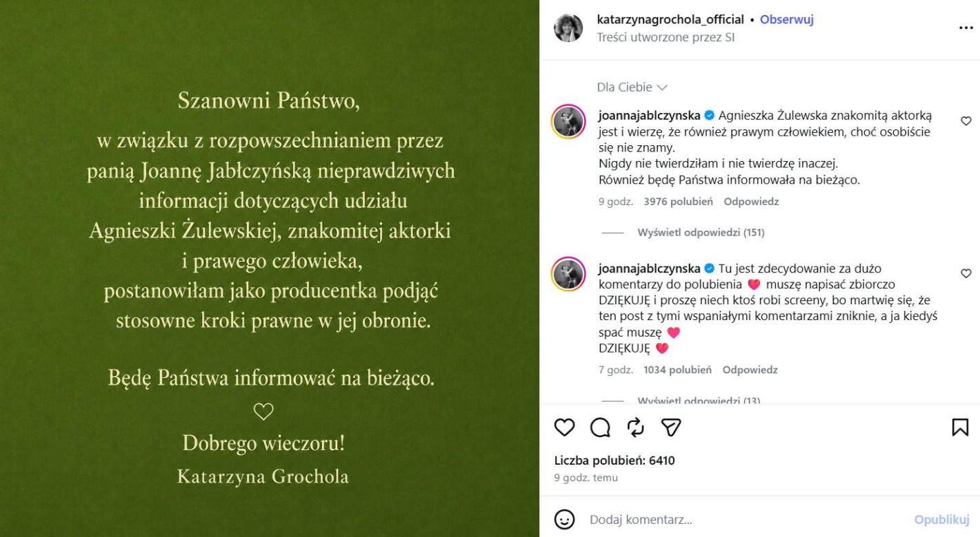Katarzyna Grochola grozi sądem, a Joanna Jabłczyńska odpowiada