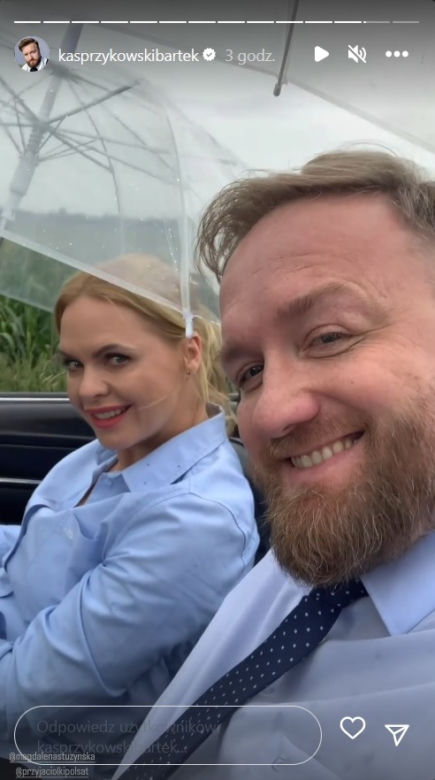 Przyjaciółki 22 sezon na planie. Anka (Magdalena Stużyńska), Paweł (Bartek Kasprzykowski)