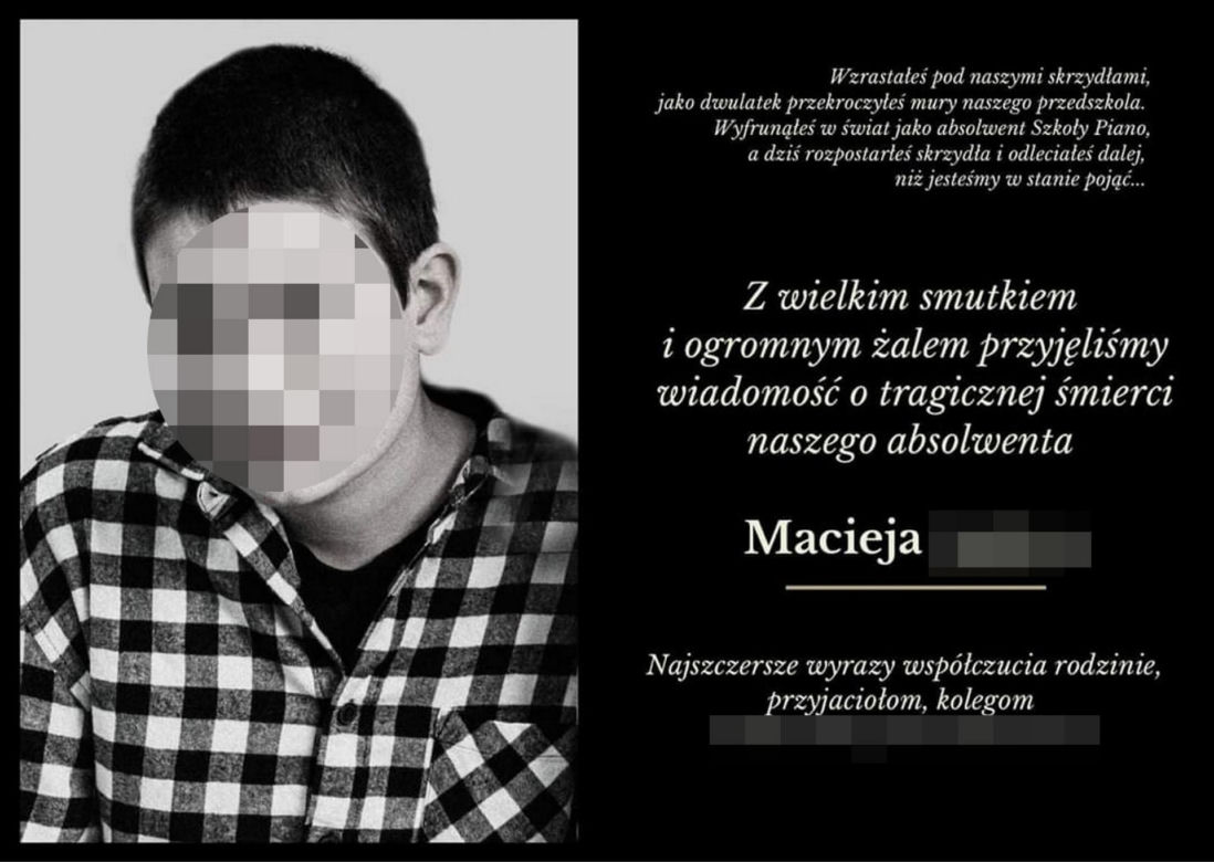 16-letni Maciek zginął w strasznym wypadku pod Człuchowem. "Zadawałeś tyle pytań o Boga. Teraz poznałeś go osobiście"