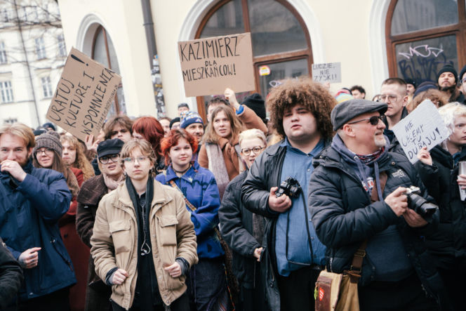 Protesty na krakowskim Kazimierzu w obronie kamienic