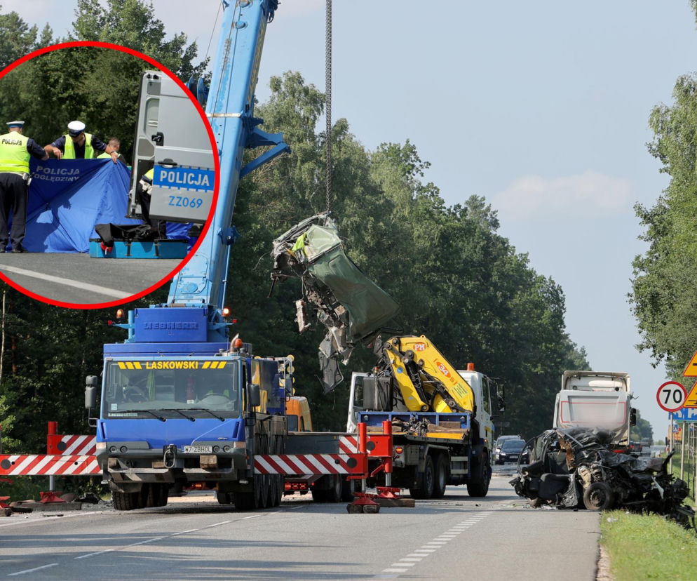 Makabryczny wypadek w Grębiszewie. Toyota wbiła się w tira, zginął ojciec i dwoje dzieci
