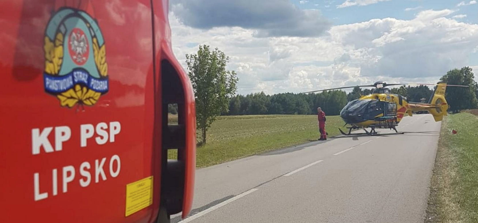 Potworny wypadek pod Lipskiem! Trzech mężczyzn uwięzionych w rozbitym citroenie [ZDJĘCIA]