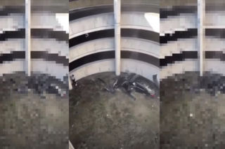 KOSZMARNY finał pościgu Dusseldorfie! Uciekinier zeskoczył autem z piętrowego parkingu - NAGRANIE