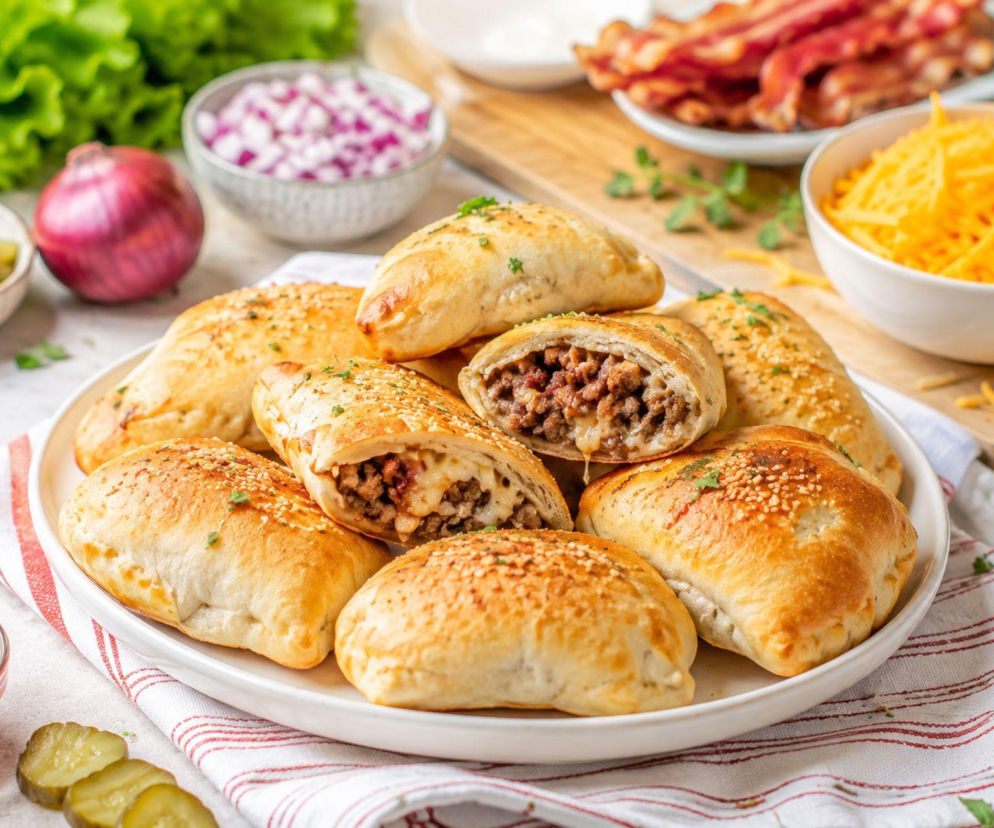 Smakują jak cheeseburger, ale zamykam wszystko w cieście. Robię 10 sztuk i część od razu mrożę