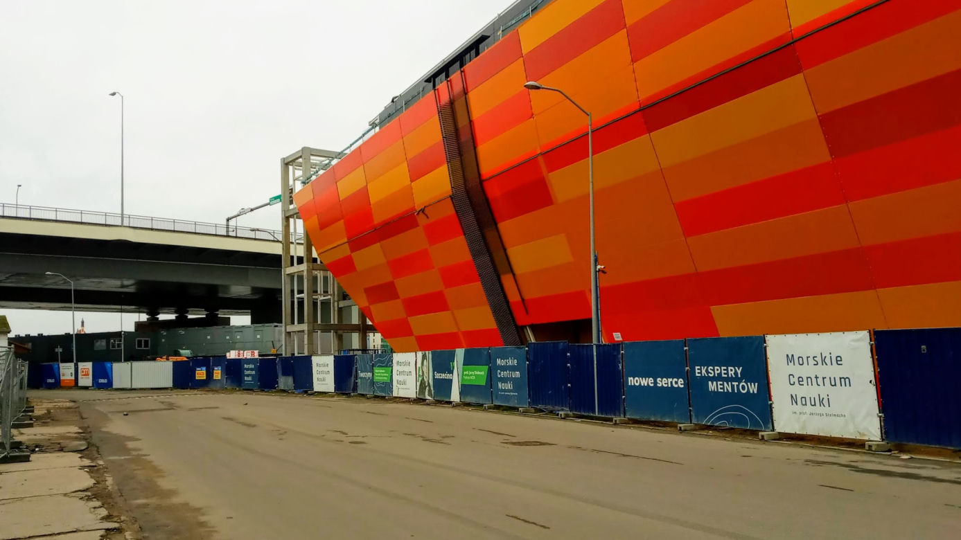 Budowa Morskiego Centrum Nauki w Szczecinie - styczeń 2021