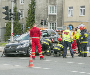 Wypadek na skrzyżowaniu Grójeckiej z Wawelską