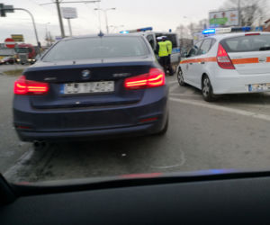 Zderzenie tramwaju i policyjnego bmw na ul. Fordońskiej w Bydgoszczy!