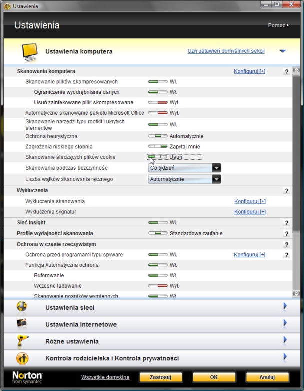 NIS 2010 - ustawienia