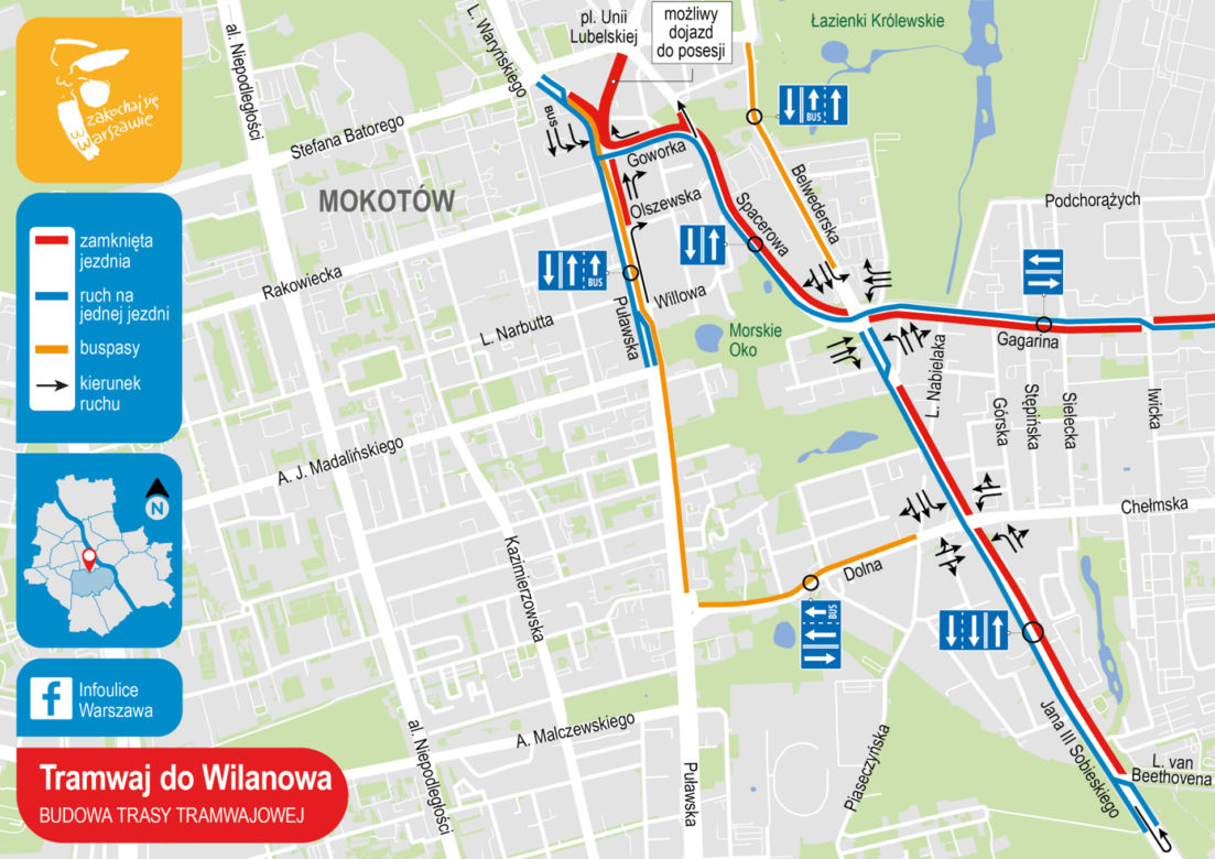 Rusza budowa trasy tramwajowej na Wilanów. Duże utrudnienia na Mokotowie