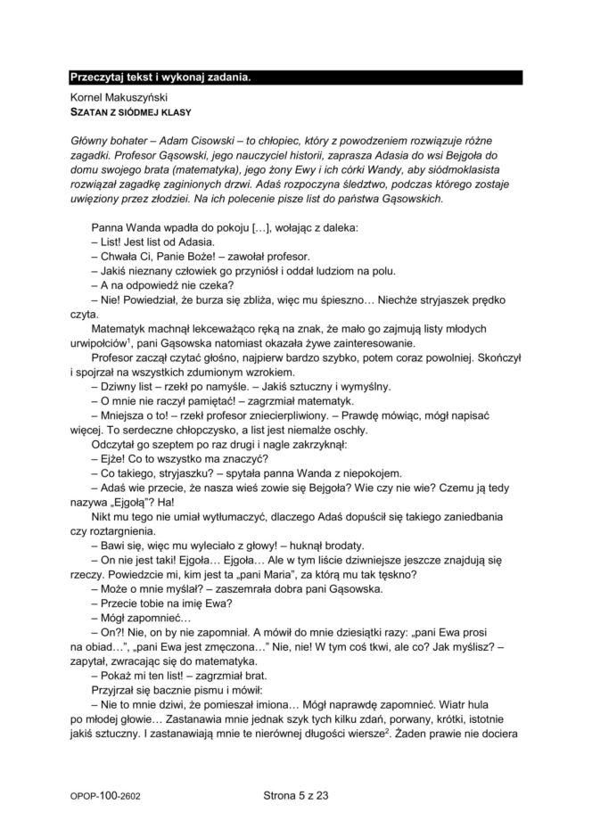 Próbny egzamin ósmoklasisty 2026 CKE: język polski, arkusze CKE, pytania i odpowiedzi