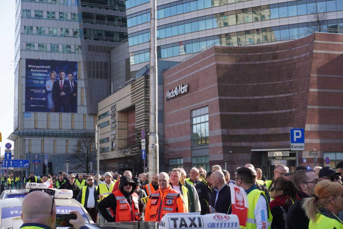 Strajk taksówkarzy w Warszawie (27.03)