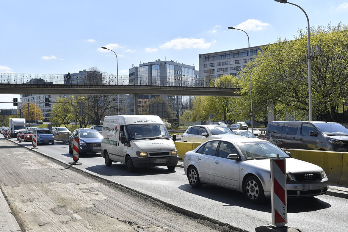 Remont Wisłostrady spowodował duży korek