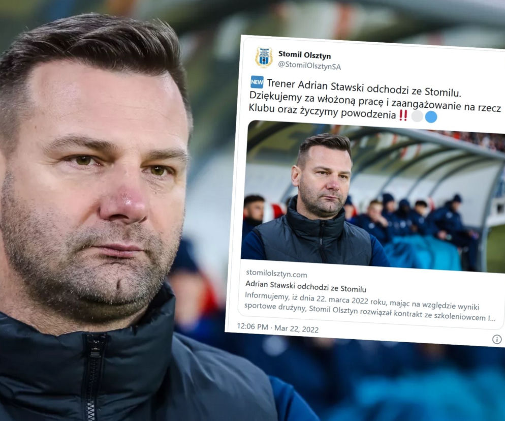 Stomil Olsztyn rozwiązał kontrakt z trenerem Adrianem Stawskim