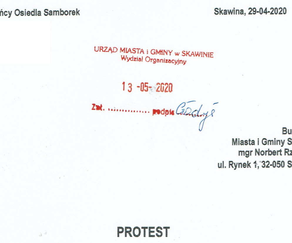 Protest mieszkańców Skawiny