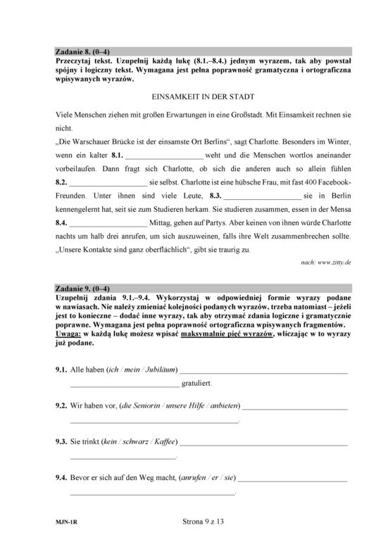Matura 2018 - Język niemiecki, poziom rozszerzony