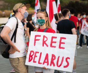 Marsz solidarności z Białorusinami w Krakowie