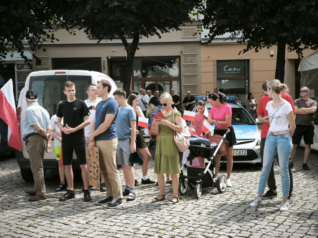 Manifestacja pod hasłem "Sto nielegalnej imigracji" w Lesznie