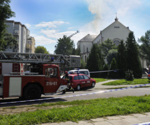 Pożar kościoła pod wezwaniem Chrystusa Króla na Targówku w Warszawie
