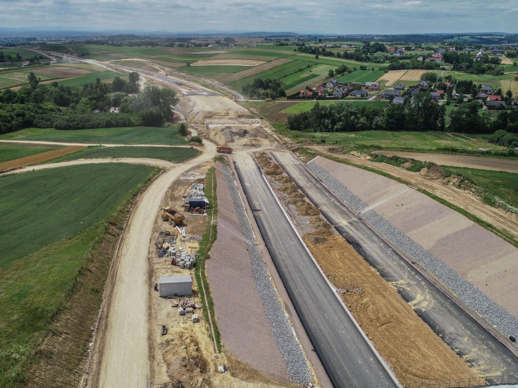 Zdjęcia z placu budowy S7 Kraków - Widoma, czerwiec 2024