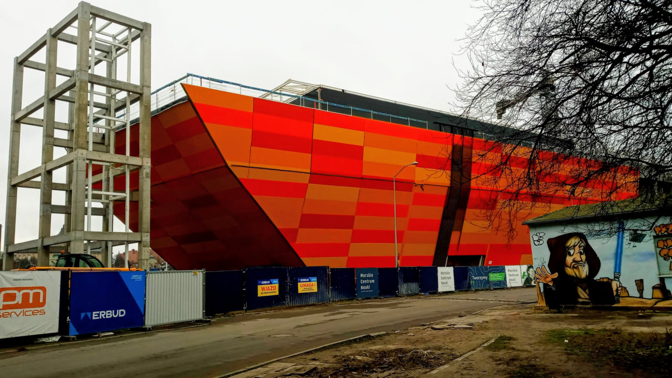 Budowa Morskiego Centrum Nauki w Szczecinie - styczeń 2021