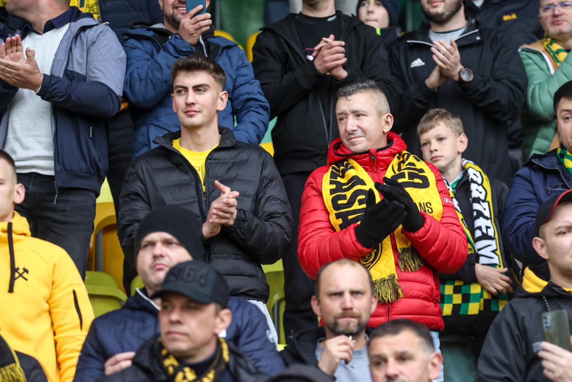 Kibice na meczu GKS Katowice - Lech Poznań