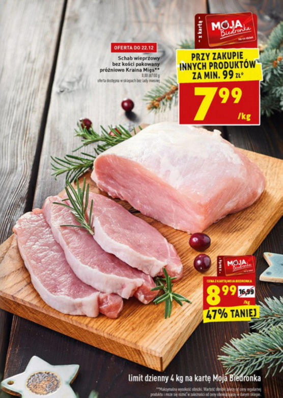 schab bez kości  7,99 zł/kg