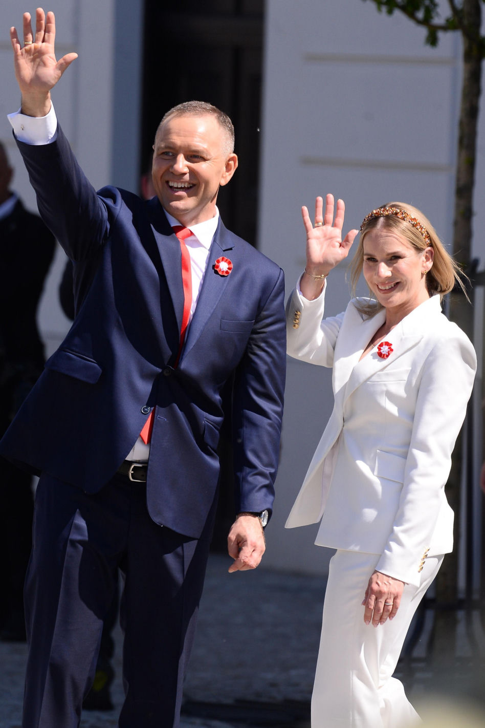 Warszawa. Święto Narodowe Trzeciego Maja. Para prezydencka na Placu Zamkowym w Warszawie