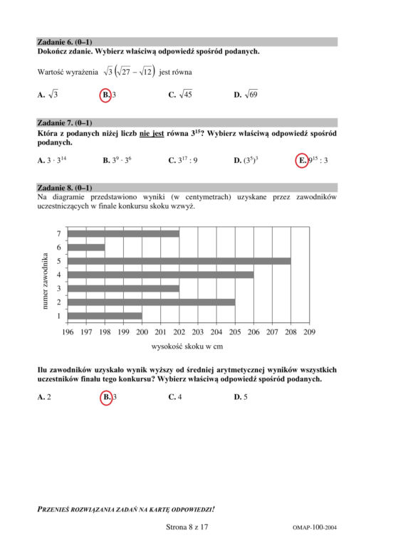 Egzamin ósmoklasisty 2020 - ODPOWIEDZI z matematyki