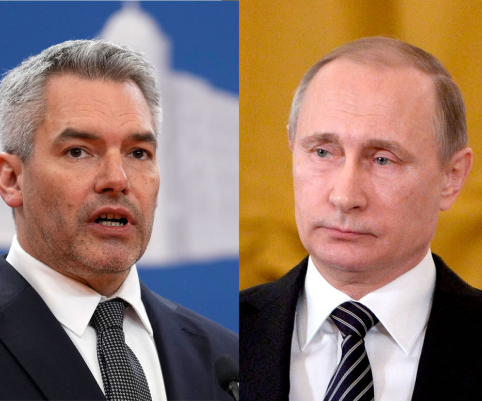 Kanclerz Austrii Karl Nehammer, prezydent Rosji Władimir Putin