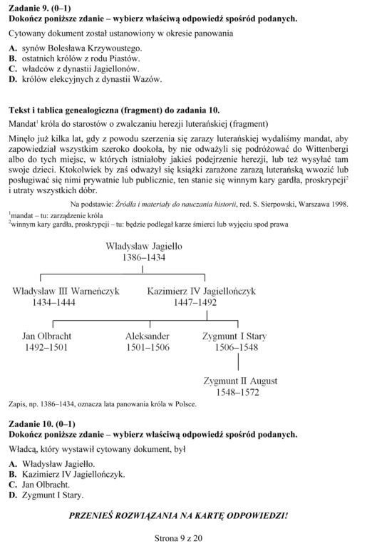 EGZAMIN GIMNAZJALNY 2013 HISTORIA, WOS - ARKUSZE, ODPOWIEDZI