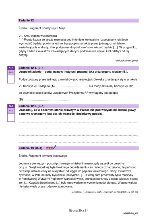Matura próbna 2026 - WOS. Arkusz CKE