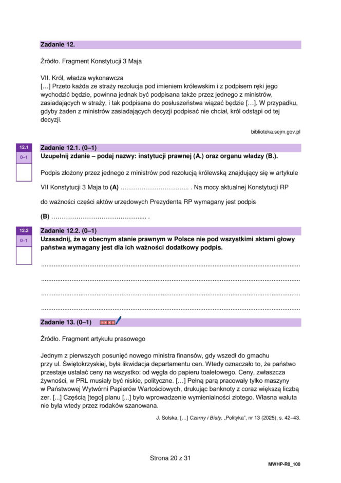 Matura próbna 2026 - WOS. Arkusz CKE