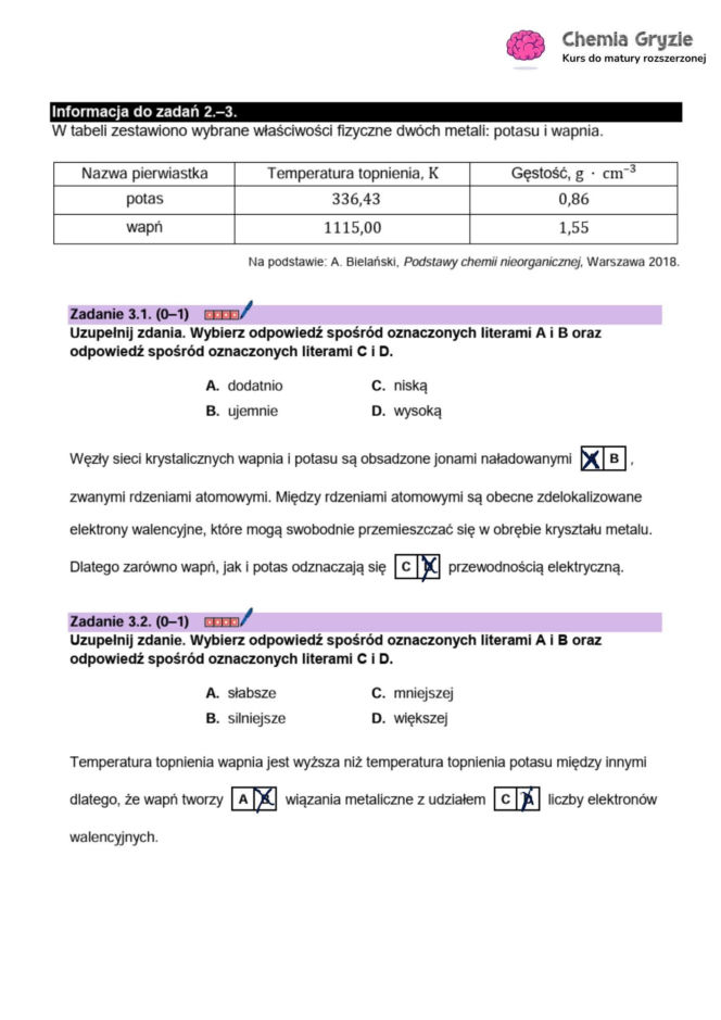 Matura próbna CKE 2026 - chemia. Poprawne odpowiedzi