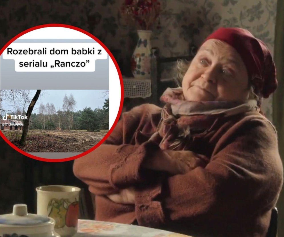 Aktorka Grażyna Zielińska jako babka zielarka z Rancza. Na miniaturze pusta działka po rozebranym domu, o czym pisze SE.