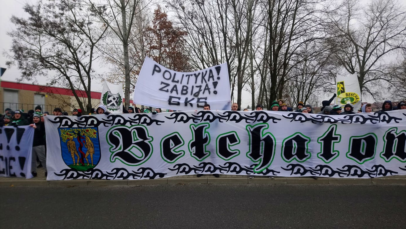 Manifestacja kibiców GKS Bełchatów