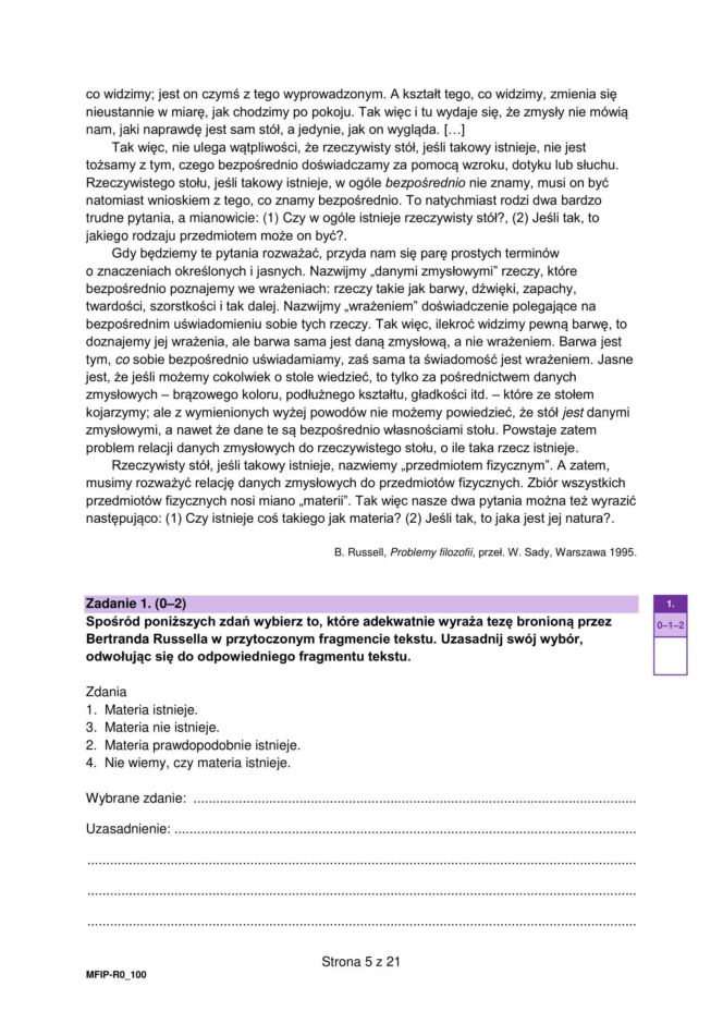 Matura 2026: filozofia 8.05.2026r. Arkusze CKE, poziom podstawowy [Formuła 2023]