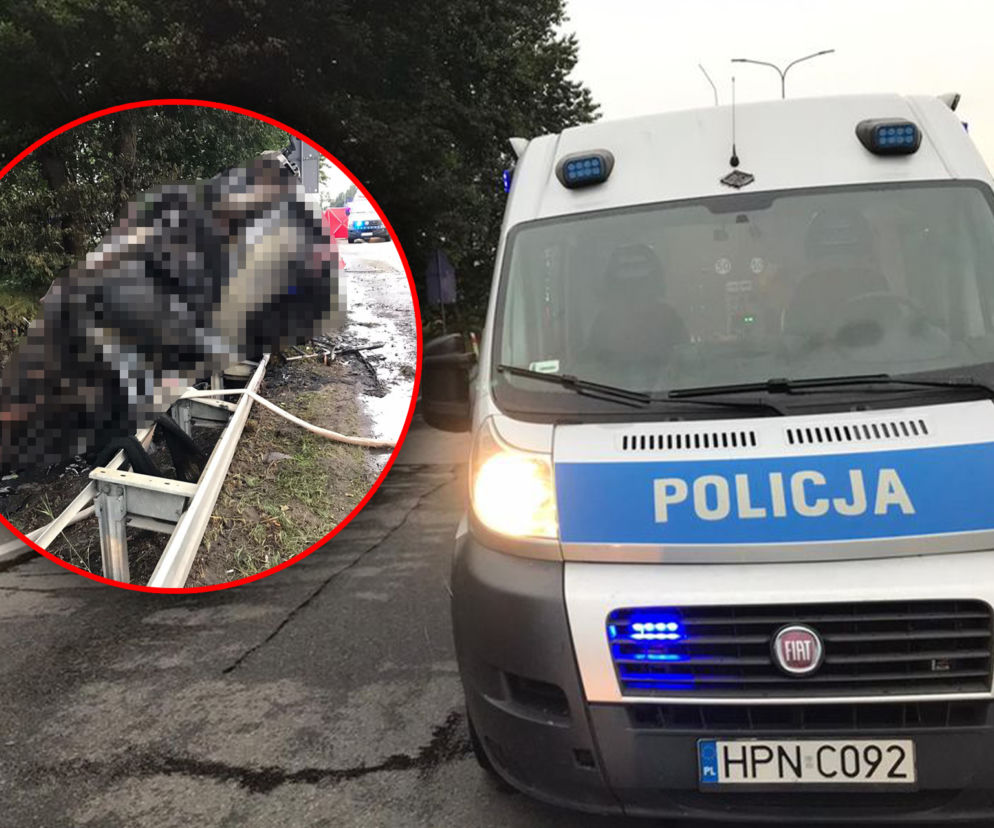 Koszmar w Rewie. Zjechał z drogi i stanął w płomieniach