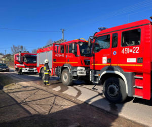 Lubenia. Płonie budynek gospodarczy. Na miejscu pracują służby